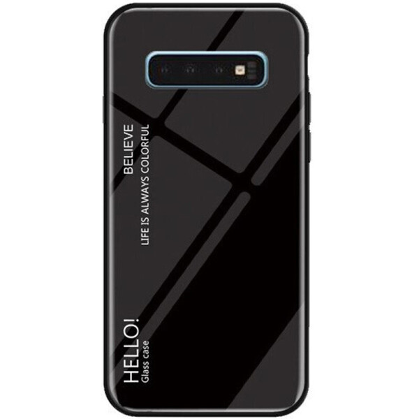 

TPU+Glass чехол Gradient HELLO для Samsung Galaxy S10+ Черный (1062347)