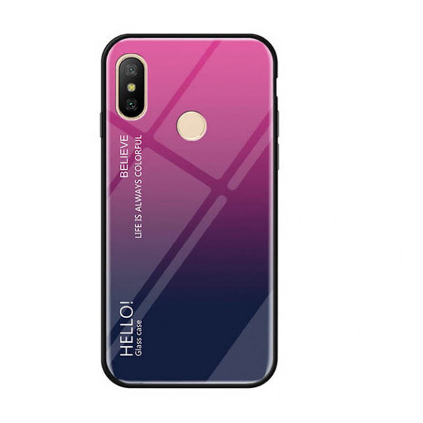 

TPU+Glass чехол Gradient HELLO для Xiaomi Mi 8 Малиновый (8999702)