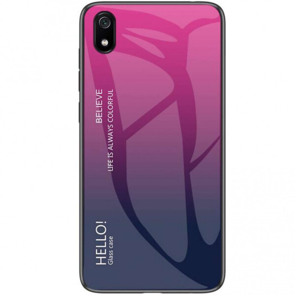 

TPU+Glass чехол Gradient HELLO для Xiaomi Redmi 7A Малиновый (7749940)