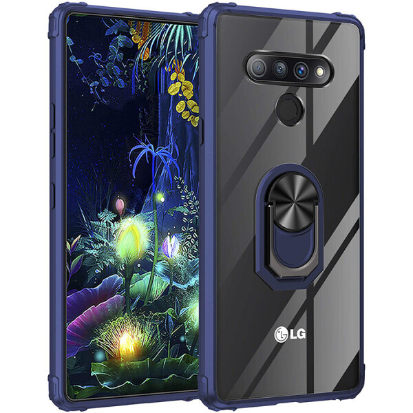 

TPU+PC чехол Deen TransparentRing for Magnet для LG Stylo 6 Синий (6519524)