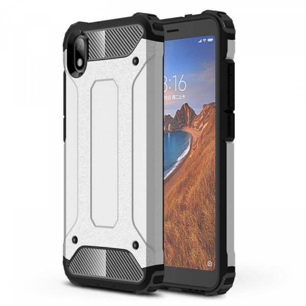 

Бронированный противоударный TPU+PC чехол Immortal для Xiaomi Redmi 7A Серебряный (3512476)