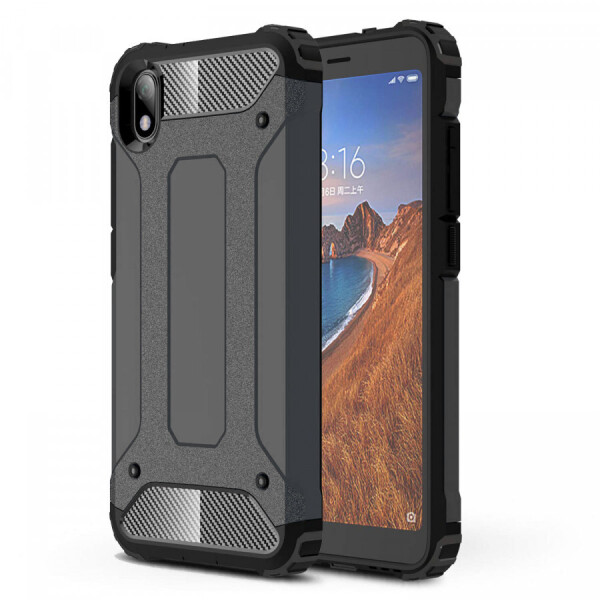 

Бронированный противоударный TPU+PC чехол Immortal для Xiaomi Redmi 7A Металл / Gun Metal (3641040)