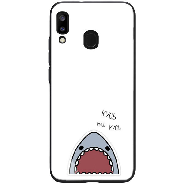 

TPU+Glass чехол ForFun для Samsung Galaxy A20 / A30 Кусь / Белый (1401034)