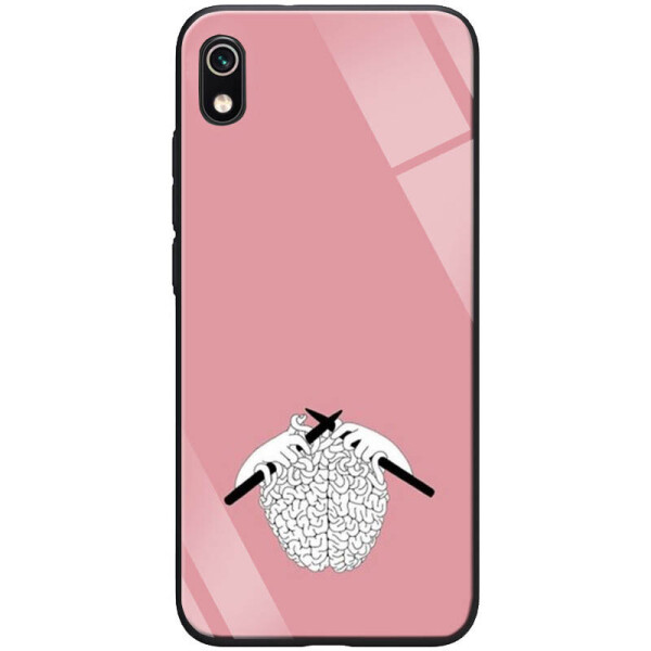 

TPU+Glass чехол ForFun для Xiaomi Redmi 7A Мозги / Розовый (2962328)