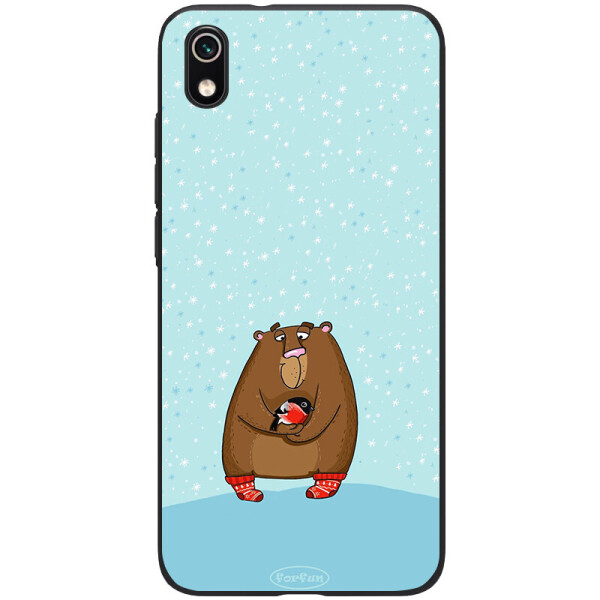 

TPU+PC чехол ForFun для Xiaomi Redmi 7A Медведь и снегирь / Голубой (9181643)