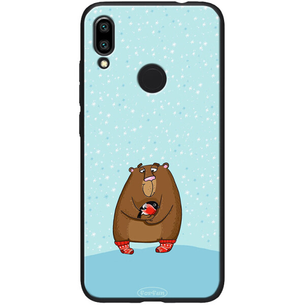 

TPU+PC чехол ForFun для Xiaomi Redmi Note 7 / Note 7 Pro / Note 7s Медведь и снегирь / Голубой (477876)
