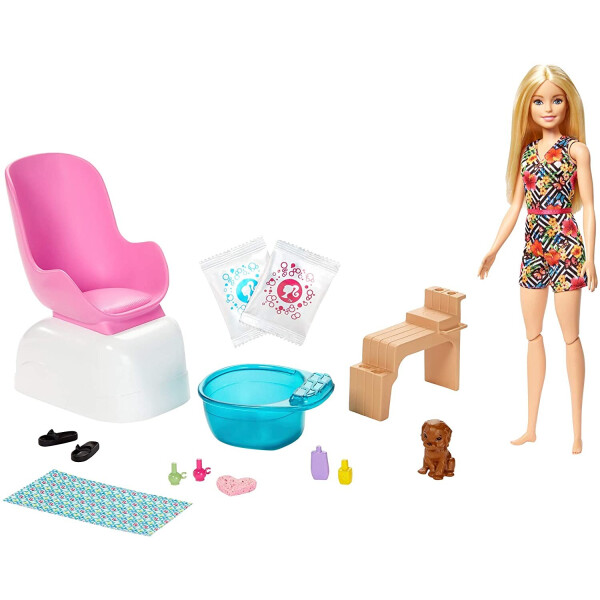 

Игровой набор Кукла Барби Маникюрный салон Barbie Mani-Pedi Spa Playset with Blonde Doll & Puppy GHN07