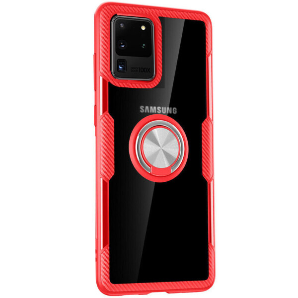 

TPU+PC чехол Deen CrystalRing for Magnet (opp) для Samsung Galaxy S20 Ultra Бесцветный / Красный (9465579)