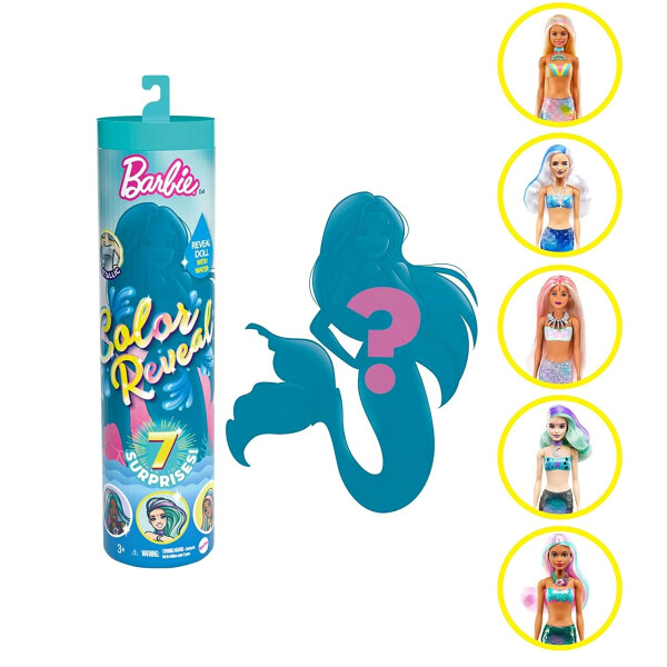 

Кукла Барби русалка Сюрприз Цветное перевоплощение Barbie Color Reveal Mermaid Doll with 7 Surprises GTP43