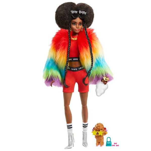 

Кукла Барби Экстра Модница в Радужном пальто Barbie Extra Doll # 1 in Rainbow Coat with Pet Poodle GVR04