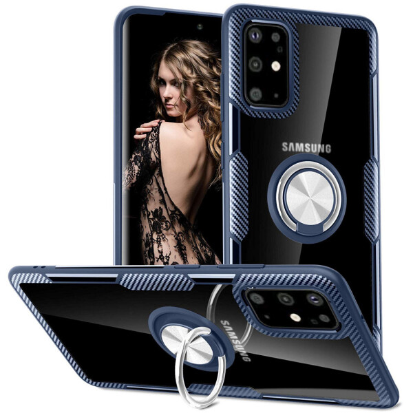 

TPU+PC чехол Deen CrystalRing под магнитный держатель для Samsung Galaxy S20+ Бесцветный / Темно-синий (2361620)