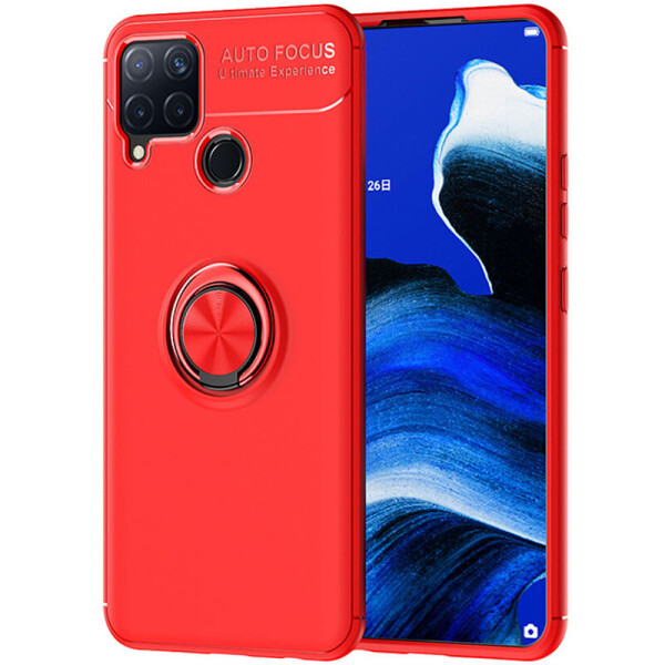 

TPU чехол Deen ColorRing под магнитный держатель (opp) для Realme C15 / C12 Красный / Красный (8573390)