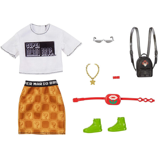 

Одежда для кукол Барби Barbie Storytelling Fashion Pack of Doll Clothes Super Mario: Graphic Tee, Patterned Skirt GJG45
