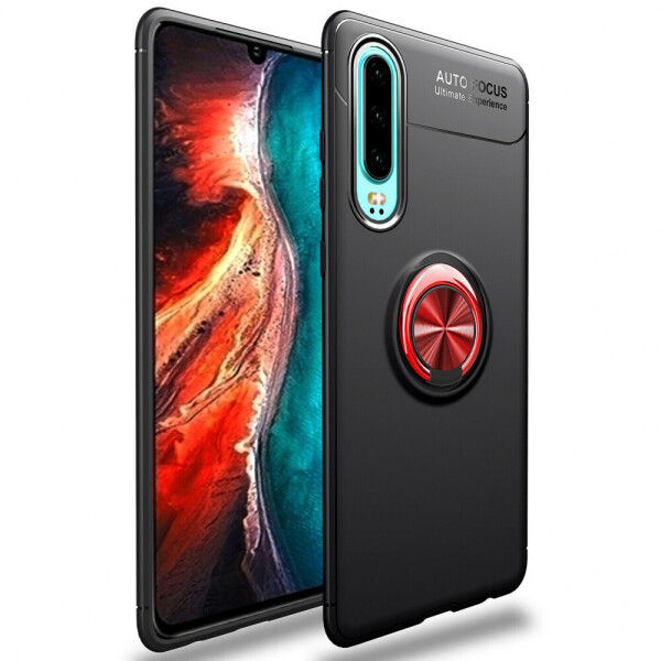 

TPU чехол Deen ColorRing под магнитный держатель для Huawei P30 Черный / Красный (7432310)