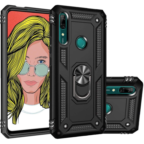 

Ударопрочный чехол Serge Ring магнитный держатель для Huawei P Smart Z / Honor 9X Черный (3086695)