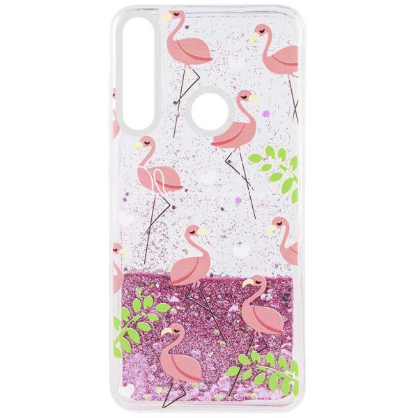 

TPU чехол с переливающимися блестками для Huawei Y6p Фламинго (5726622)