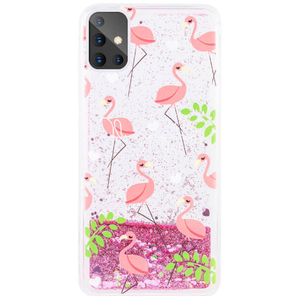 

TPU чехол с переливающимися блестками для Samsung Galaxy A71 Фламинго (4273162)
