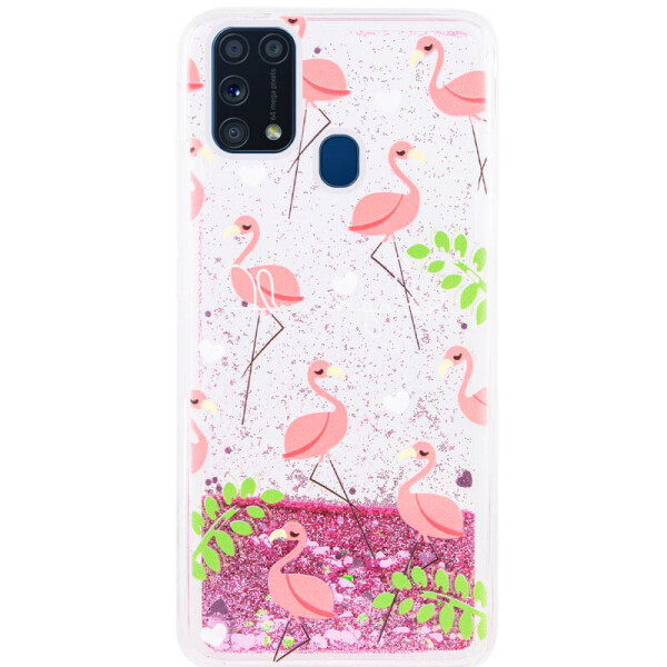 

TPU чехол с переливающимися блестками для Samsung Galaxy M31 Фламинго (7463412)