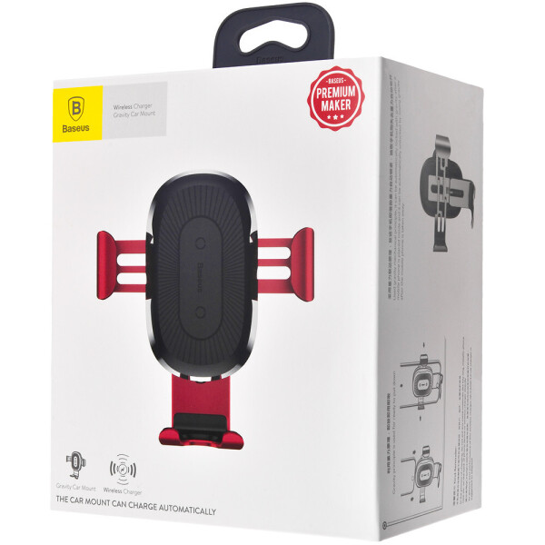 

Автодержатель с БЗУ Baseus Gravity Wireless Air Vent Красный (4542734)