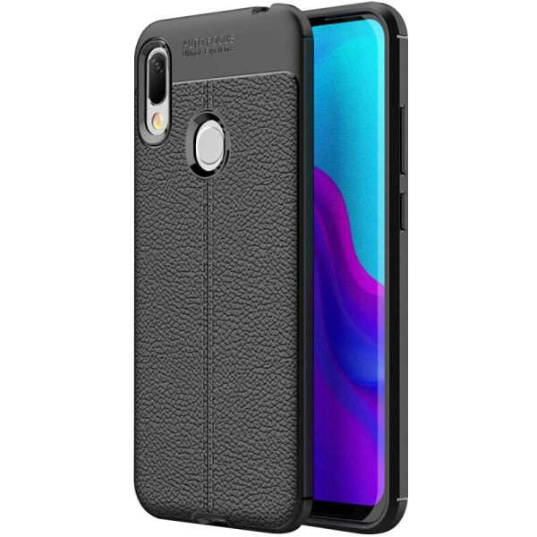TPU чехол фактурный (с имитацией кожи) для Huawei Y6s (2019) Черный (1889392)