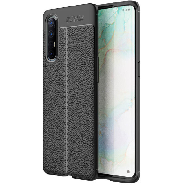 

TPU чехол фактурный (с имитацией кожи) для Oppo Reno 3 Pro Черный (1296162)