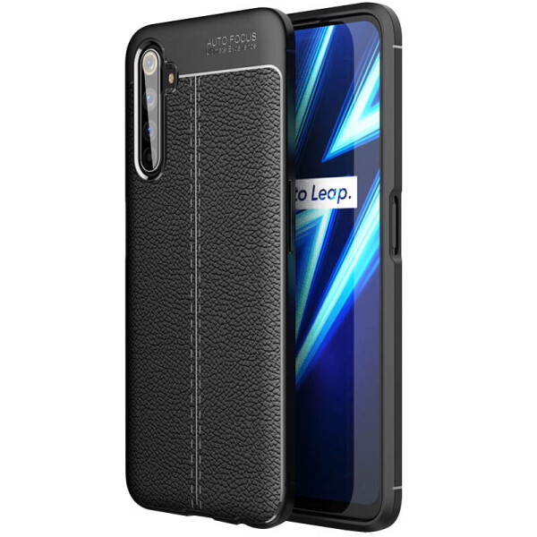 

TPU чехол фактурный (с имитацией кожи) для Realme 6 Pro Черный (2450572)