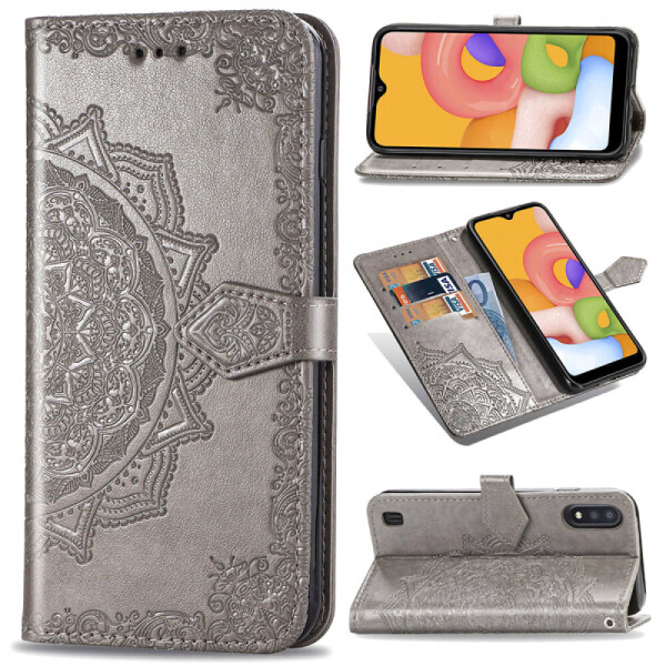 

Кожаный чехол (книжка) Art Case с визитницей для Samsung Galaxy A01 Серый (4417904)