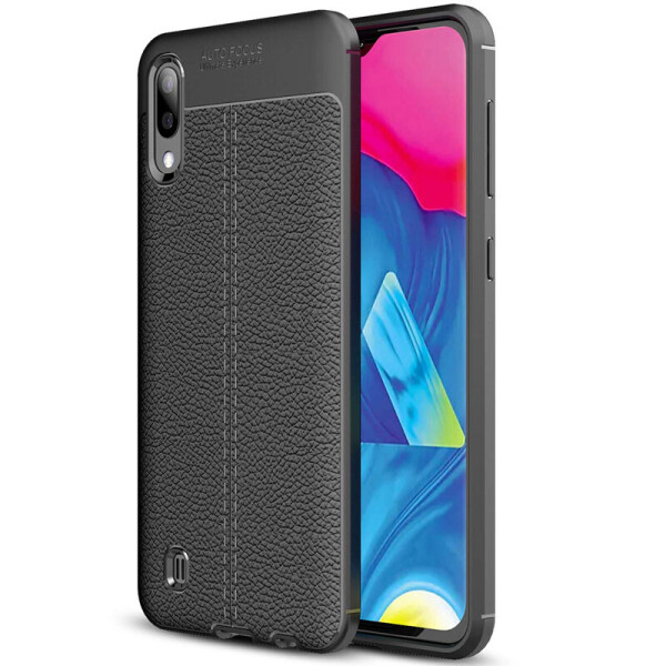 

TPU чехол фактурный (с имитацией кожи) для Samsung Galaxy A01 Черный (9924723)