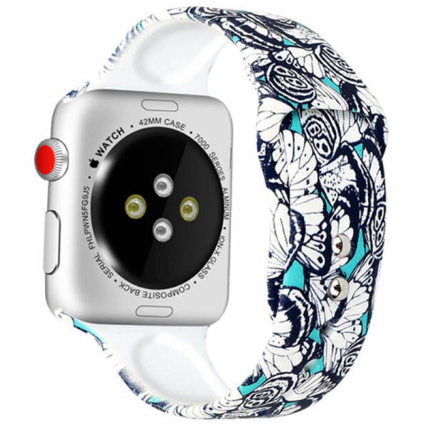 

Силиконовый ремешок с рисунком для Apple watch 42mm/44mm Синий/Бабочки (1035321)