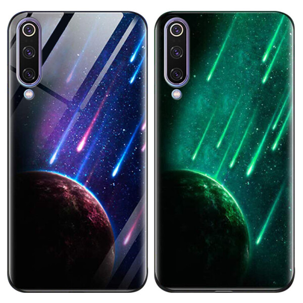 

TPU+Glass чехол светящийся в темноте для Xiaomi Mi 9 Pro Метеорит / Синий (6643325)