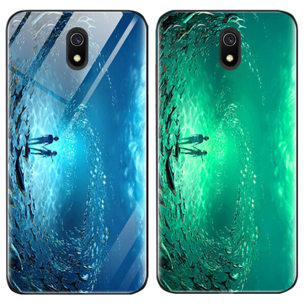 

TPU+Glass чехол светящийся в темноте для Xiaomi Redmi 8a Под водой / Голубой (3778653)