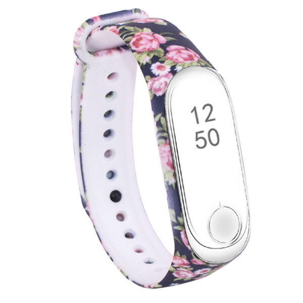 

Силиконовый ремешок с рисунком для Xiaomi Mi Band 3/4 Розы/Синий (607497)