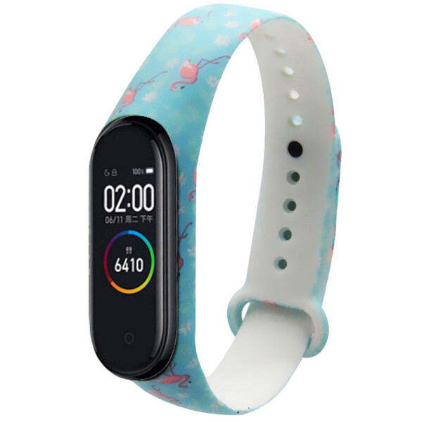 

Силиконовый ремешок с рисунком для Xiaomi Mi Band 3/4 Фламинго/Бирюзовый (9482791)