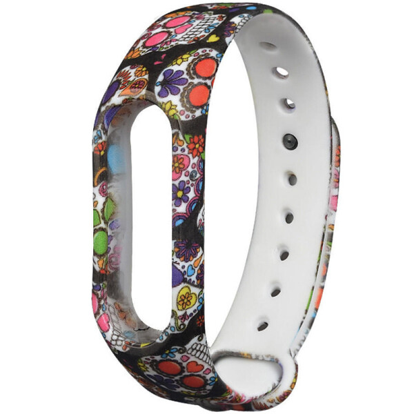 

Силиконовый ремешок с рисунком для Xiaomi Mi Band 5 Цветные черепа/Черный (3831074)