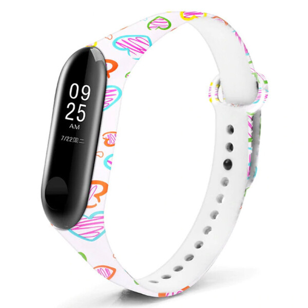 

Силиконовый ремешок с рисунком для Xiaomi Mi Band 5 Сердца контур/Белый (7705811)