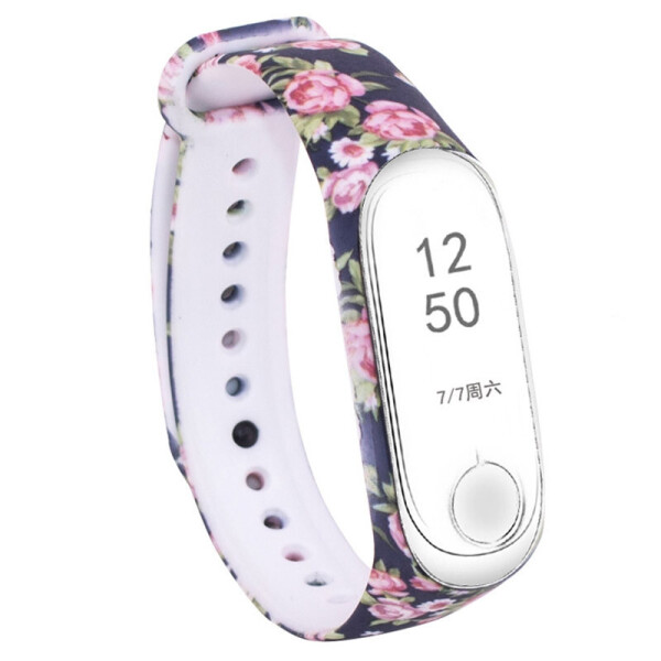 

Силиконовый ремешок с рисунком для Xiaomi Mi Band 5 Розы/Синий (6314792)