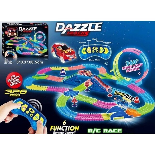 

Автотрек с машинками на радиоуправлении Dazzle Tracks 134 свет, звук, 326 эл., длина трека 655см