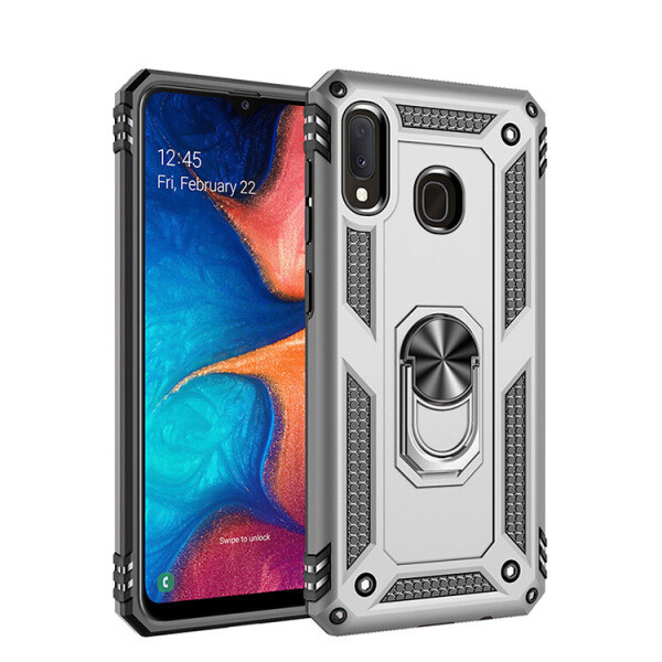 

Ударопрочный чехол Serge Ring магнитный держатель для Samsung Galaxy A30 (Серебряный) (717427)