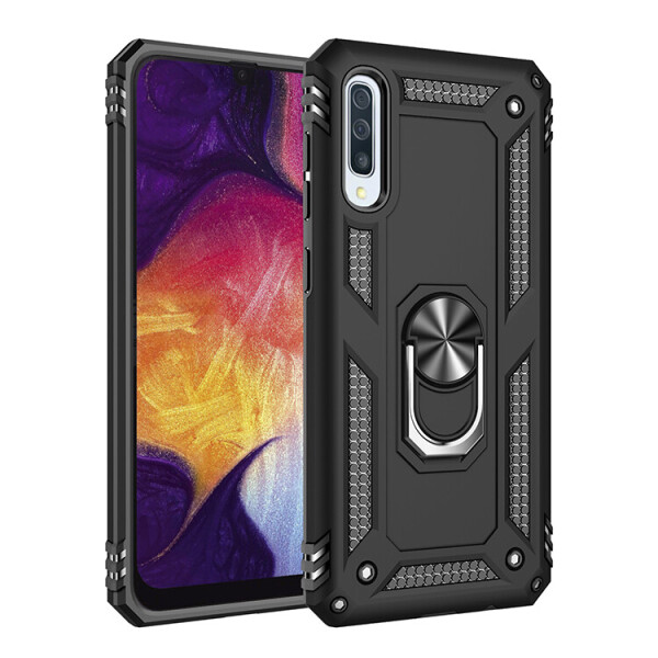

Ударопрочный чехол Serge Ring магнитный держатель для Samsung Galaxy A50 (A505F) (Черный) (717434)