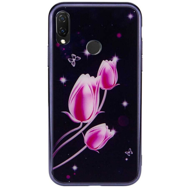 

TPU+Glass чехол Fantasy с глянцевыми торцами для Huawei P Smart+ (Тюльпаны) (662471)