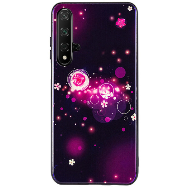 

TPU+Glass чехол Fantasy с глянцевыми торцами для Huawei Honor 20 (Пузырьки и цветы) (786465)