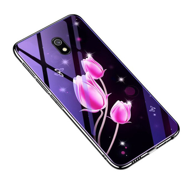 

TPU+Glass чехол Fantasy с глянцевыми торцами для Xiaomi Redmi 8a (Тюльпаны) (786476)