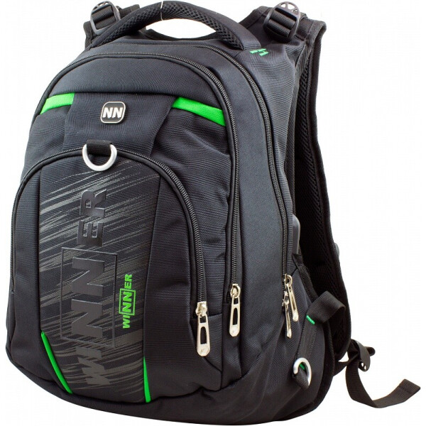 

Рюкзак Winner Stile 8806-4 подростковый черный с зеленым