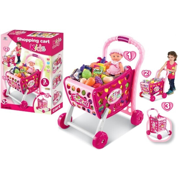 

Игровой набор Тележка для супермаркета с продуктами розовая 008-903