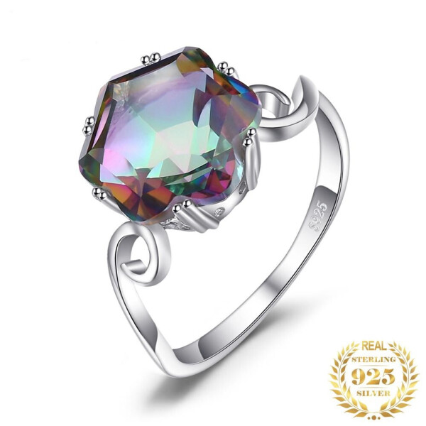 

Кольцо Радужное из серебра 925 пробы с синтетическим кварцем "Mistyc Topaz" 18,5мм