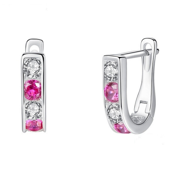 

Серьги из серебра 925 пробы с розовым кристаллами циркония "Elizabeth red"