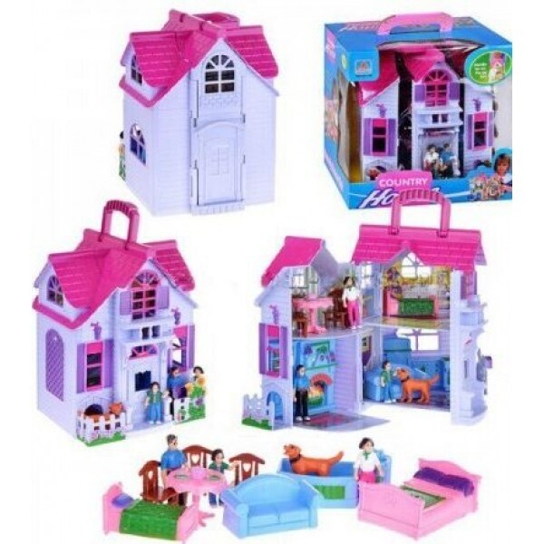 

Двухэтажный игрушечный домик для кукол с фигурками и мебелью PL519- (F611), в коробке