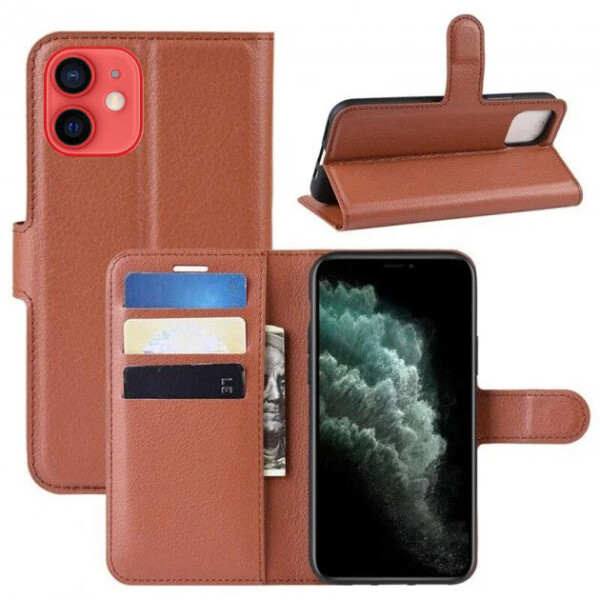 

Чехол-книжка Litchie Wallet для Apple iPhone 12 Mini Brown
