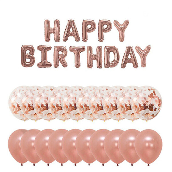 

Набор шаров на день рождения "HAPPY BIRTHDAY" розовое золото