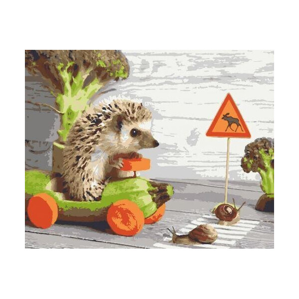 

Картина по номерам ",Ёжик-гонщик", RB-0181